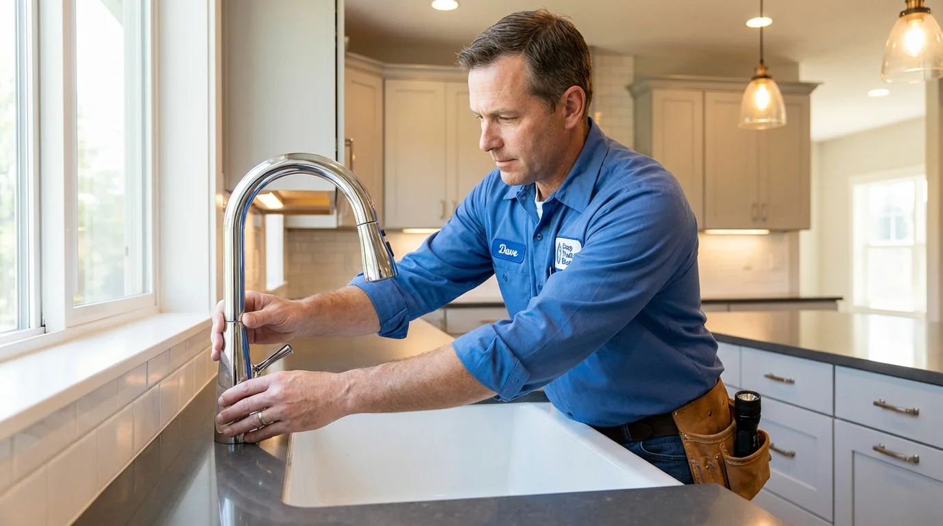 Kitchen faucet installation by Johns Plumbing LLC in North Hampton