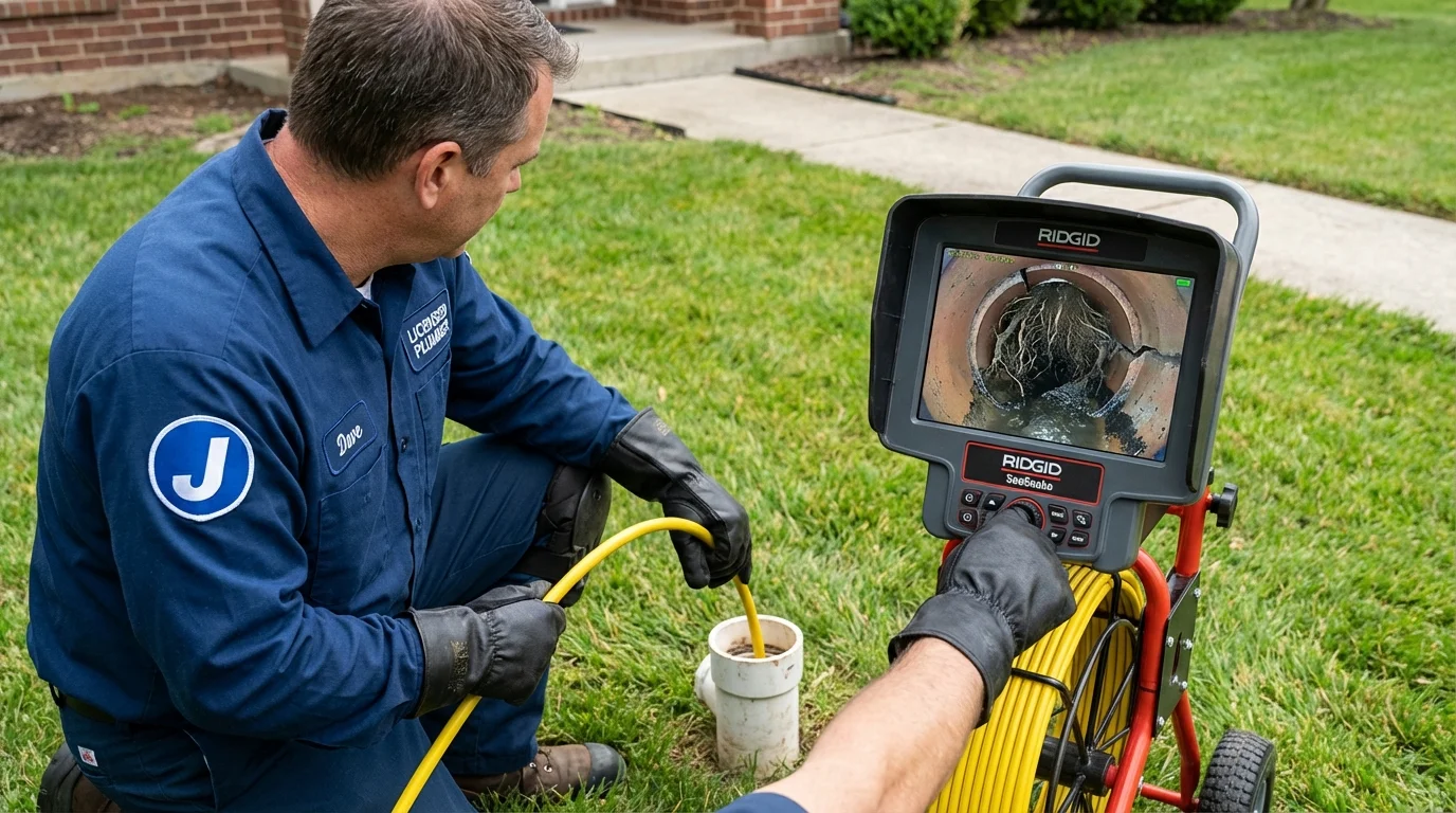 Sewer camera inspection being performed by Johns Plumbing LLC in North Hampton