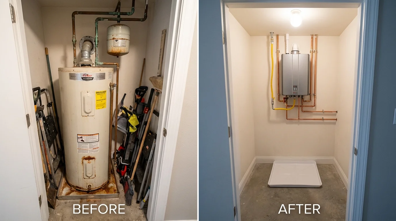 Tank water heater versus wall-mounted tankless unit comparison for North Hampton, NH homeowners
